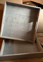Greywash houten dienbladen vierkant, Ophalen, Zo goed als nieuw, Vierkant, Hout