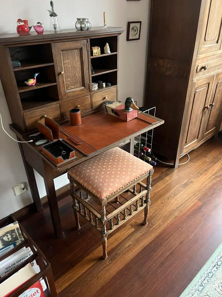 Antiek Kabinet met Zitje, Huis en Inrichting, Kasten | Dressoirs, Gebruikt, 100 tot 150 cm, 50 tot 75 cm, Met lade(s), Eikenhout