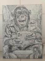 Aap op wc, Ophalen of Verzenden, Zo goed als nieuw, Schilderij, Minder dan 50 cm