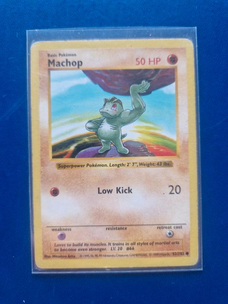Pokemom Machop shadowless base set kaart, Hobby en Vrije tijd, Verzamelkaartspellen | Pokémon, Zo goed als nieuw, Losse kaart