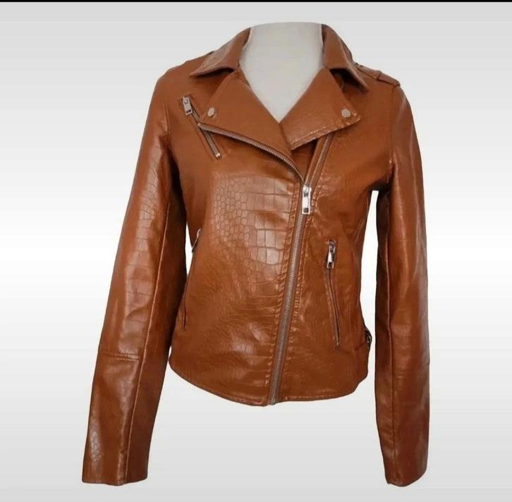 Addy van den Krommenacker Cognac Kunstleren Jack S, Kleding | Dames, Jassen | Winter, Zo goed als nieuw, Maat 36 (S), Bruin, Verzenden