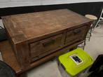 Houten salontafel met 4 lades, Ophalen, Gebruikt, 100 tot 150 cm, 50 tot 100 cm