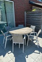 Exterioo tuinset met 6 stoelen, Ophalen, Zo goed als nieuw, Bijzettafel