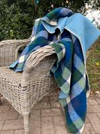 Blauw geblokte vintage wollen deken 190 x 230 cm, Dieren en Toebehoren, Ophalen of Verzenden, Zo goed als nieuw