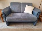 Blauwe 2 zits bank, alcantara met leer, Huis en Inrichting, Ophalen, Tweepersoons, 75 tot 100 cm, Rechte bank