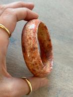 Bloem koraal agaat bangle, Sieraden, Tassen en Uiterlijk, Armbanden, Ophalen of Verzenden, Zo goed als nieuw, Rood, Zilver