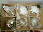 6 oude glazen kerstballen en klokje / bel, Diversen, Kerst, Ophalen of Verzenden, Gebruikt
