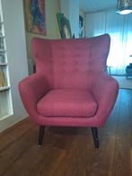 Rode fauteuil met knopen, Huis en Inrichting, Hout, Gebruikt, Minder dan 75 cm, Vintage