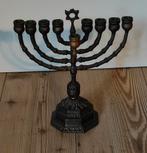 Oude Bronzen Menora Hanukkah Chanoeka kandelaar 27cm 9 arms, Ophalen of Verzenden, Koper of Brons