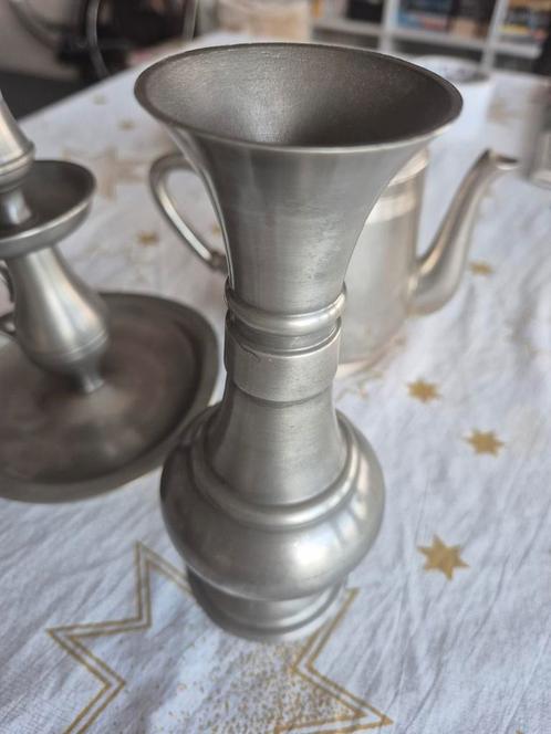 Tinnen Vaas, Kandelaar en Potje, Antiek en Kunst, Antiek | Tin, Ophalen of Verzenden