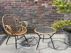 rotan set stoel bijzet tafeltje Mid Century vintage 1960s, Ophalen, Gebruikt, -, Rohé Noordwolde stijl