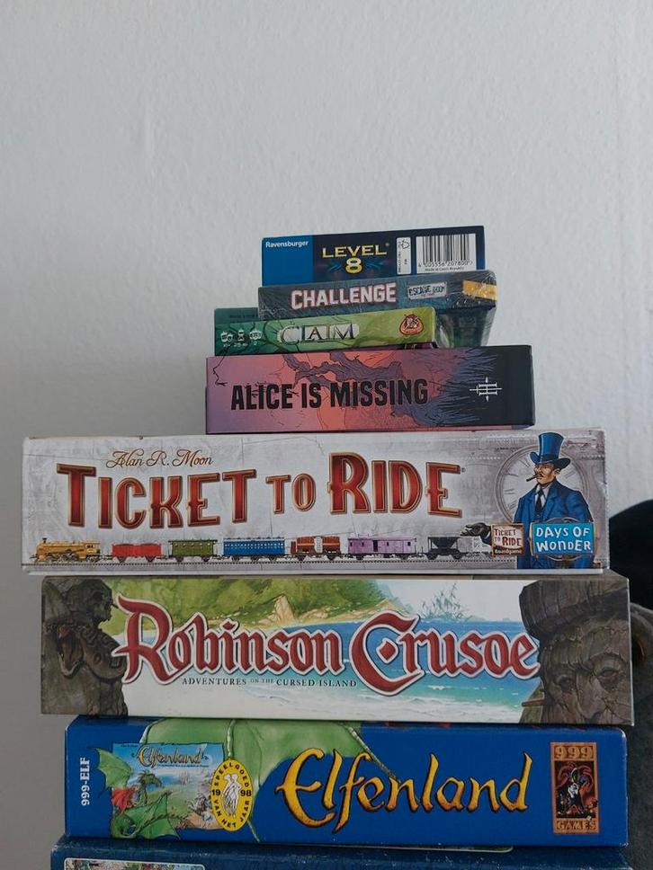 Diverse bordspellen (o.a. Ticket to Ride, Claim, Level 8), Hobby en Vrije tijd, Gezelschapsspellen | Bordspellen, Gebruikt, Ophalen of Verzenden