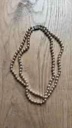 Prachtige dubbele parelketting met echt zilveren slot, Ophalen of Verzenden, Zo goed als nieuw, Beige, Zilver