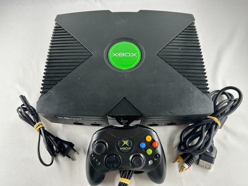 Xbox Original Console + originele Controller en kabels, Spelcomputers en Games, Spelcomputers | Xbox Original, Gebruikt, Met 1 controller