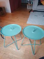 Set van 2 turquoise bijzettafels, Ophalen, Minder dan 45 cm, Minder dan 55 cm, Metaal of Aluminium