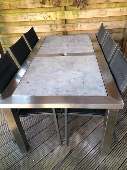 tuintafel, Tuin en Terras, Tuintafels, Gebruikt, Rechthoekig, Rvs, Ophalen