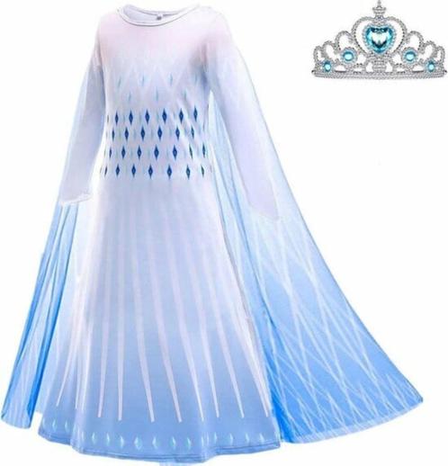 Prinsessenjurk - Frozen Elsa jurk + kroon 92 tm 152, Kinderen en Baby's, Carnavalskleding en Verkleedspullen, Nieuw, Meisje, 122 t/m 128