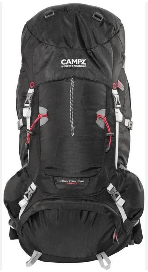 Campz Mountain Pro 42 + 10 L backpack, zwart, Sport en Fitness, Bergsport en Wandelen, Zo goed als nieuw, Rugzak, Ophalen of Verzenden