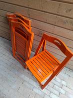 4 Oranje Houten Klapstoelen. Vintage., Ophalen, Gebruikt, Overige kleuren, Eenvoudig