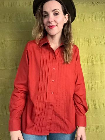 Vintage prachtige blouse - terracotta - 38/M/medium beschikbaar voor biedingen