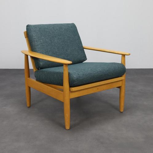 Vintage Danish Lounge Chair, 1970s, Huis en Inrichting, Fauteuils, Gebruikt, Hout, Stof, Ophalen