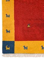 Handgeknoopt oosters wol Gabbeh tapijt geel border 200x296cm, 150 tot 200 cm, 200 cm of meer, Ophalen of Verzenden, Zo goed als nieuw
