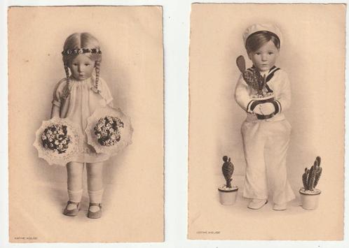 Käthe Kruse 2 oude ansichtkaarten 1932 poppen, Verzamelen, Ansichtkaarten | Themakaarten, Gelopen, 1920 tot 1940, Overige thema's