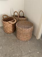 Grote rieten mand met deksel 35 x 30 cm, Huis en Inrichting, Gebruikt, Mand, Rond, Ophalen of Verzenden