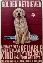 Golden Retriever eigenschappen hond reclamebord van metaal, Dieren en Toebehoren, Honden-accessoires, Ophalen of Verzenden