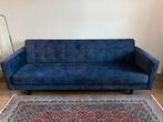 Blauwe Velvet Stoffen Bank - 4 persoons, Huis en Inrichting, Ophalen, Gebruikt, Driepersoons, 75 tot 100 cm