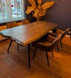 Industriële eettafel met 4 stoelen - Gebruikt, Huis en Inrichting, Tafels | Eettafels, Ophalen, Gebruikt, 100 tot 150 cm, Metaal