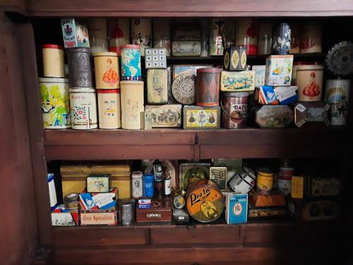 350 oude/ antieke blikken, Verzamelen, Blikken, Gebruikt, Overige, Overige merken, Ophalen of Verzenden