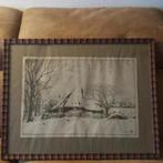 Herman Heuff uit 1924. Titel: boerderij in de winter., Antiek en Kunst, Ophalen