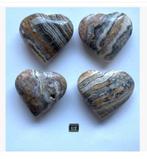 4 x Banded Bruin Onyx Aragoniet Harten, zie omschrijving, Nieuw, Ophalen of Verzenden, X, X