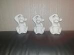 3 Vintage Witte Apen Beeldjes - 12cm, Ophalen of Verzenden, Gebruikt