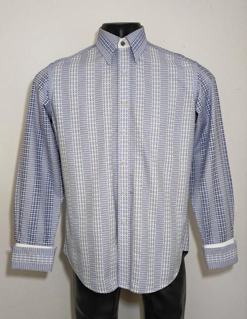 Exclusief blauw gedessinneerd overhemd van Robert Graham, Kleding | Heren, Overhemden, Zo goed als nieuw, Halswijdte 38 (S) of kleiner