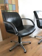 Artifort design stoel zwart leer vintage channel, Ophalen, Gebruikt, Zwart, Leer