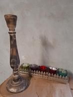 Houten kaarsen standaard en waxinelichtje licht houder, Ophalen of Verzenden