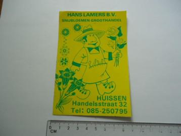 sticker oud Huissen Hans Lamers bv bloemen kwekerij retro beschikbaar voor biedingen