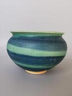 Prachtig turquoise en blauw vintage studio keramiek vaas, Verzenden