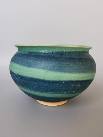 Prachtig turquoise en blauw vintage studio keramiek vaas  beschikbaar voor biedingen