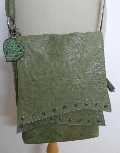 Mooie groene leren tas van HJ de Rooy, Sieraden, Tassen en Uiterlijk, Tassen | Damestassen, Zo goed als nieuw, Schoudertasje, Groen