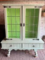 Brocante vitrinekast buffetkast glas-in-lood. Opknapper!, Ophalen, Gebruikt, 100 tot 150 cm, Glas