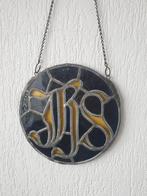 Glas in lood raamhanger met initialen . 25cm  doorsnee, Antiek en Kunst, Ophalen