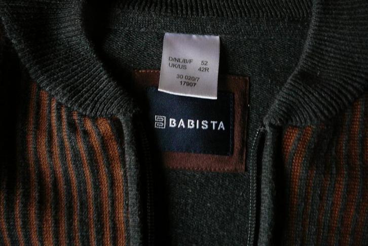 herenvest donkergrijs met cognac strepen maat 52, Kleding | Heren, Truien en Vesten, Zo goed als nieuw, Maat 52/54 (L), Grijs