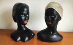 2 afrikaanse buste beelden van gips, jaren 60, Ophalen of Verzenden, Dier