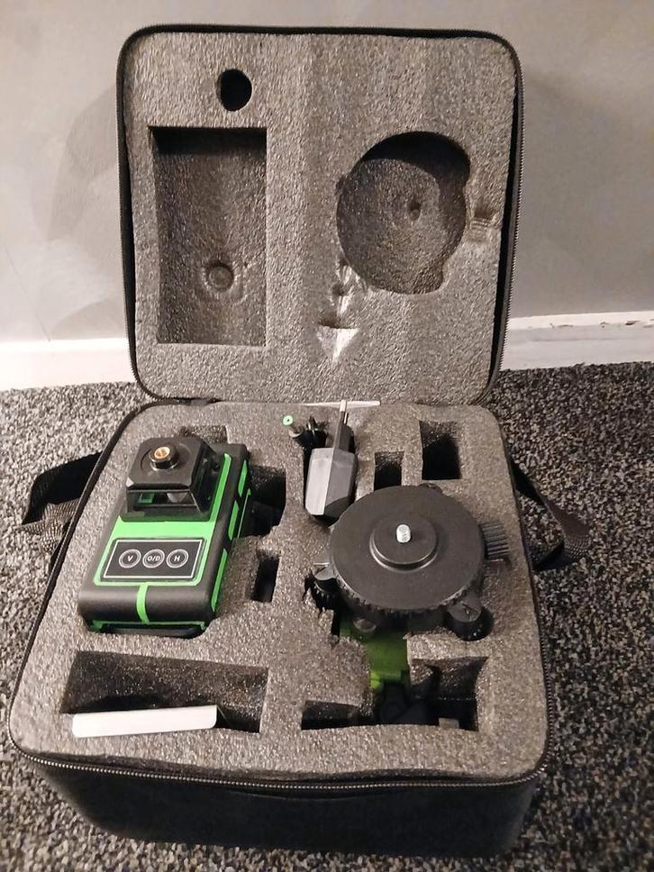 Zelfnivellerende Kruislijnlaser Groen 12 Lijnen (nieuw), Doe-het-zelf en Verbouw, Meetapparatuur, Nieuw, Overige meters, Ophalen of Verzenden