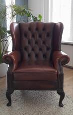 Chesterfield oorfauteuil leer vintage, Huis en Inrichting, Fauteuils, Chesterfield, Minder dan 75 cm, Leer, Zo goed als nieuw