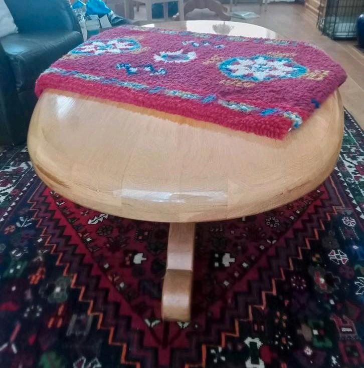 Ovale Eiken Salontafel 140x78, Huis en Inrichting, Tafels | Salontafels, Gebruikt, Minder dan 50 cm, 50 tot 100 cm, 100 tot 150 cm