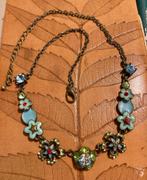 Vintage blauwe emaille strass rhinestones kristallen ketting, Overige materialen, Blauw, Verstelbaar, Ophalen of Verzenden